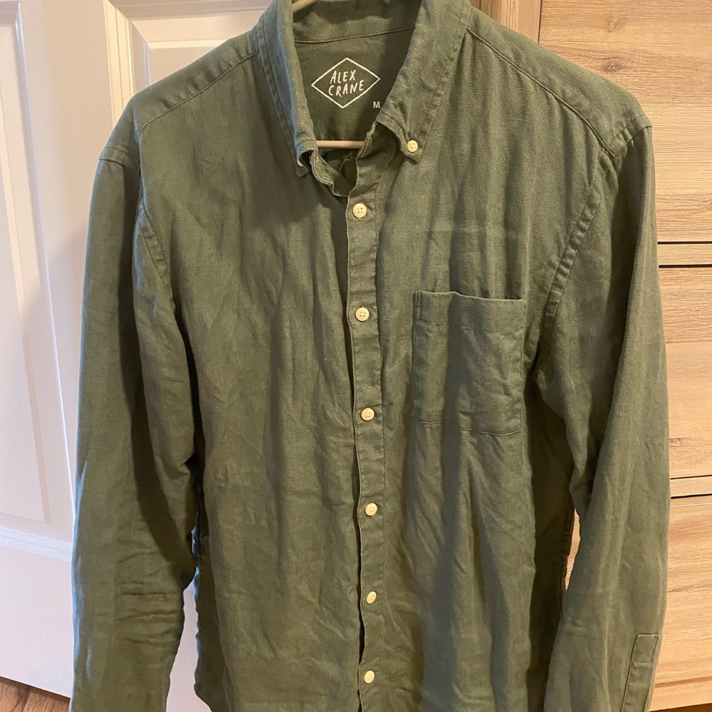 Alex Crane Men's Olive Button Down Shirt